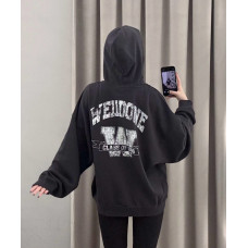 WE11DONE 26SS Distressed W Logo Print Hooded Sweatshirt Jacket