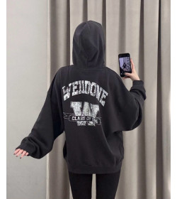 WE11DONE 26SS Distressed W Logo Print Hooded Sweatshirt Jacket