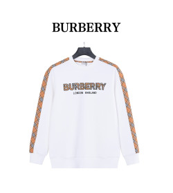 Burb*rry 26SS Check Letter Sleeve Crewneck Sweatshirt
