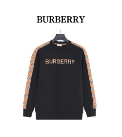 Burb*rry 26SS Check Letter Sleeve Crewneck Sweatshirt