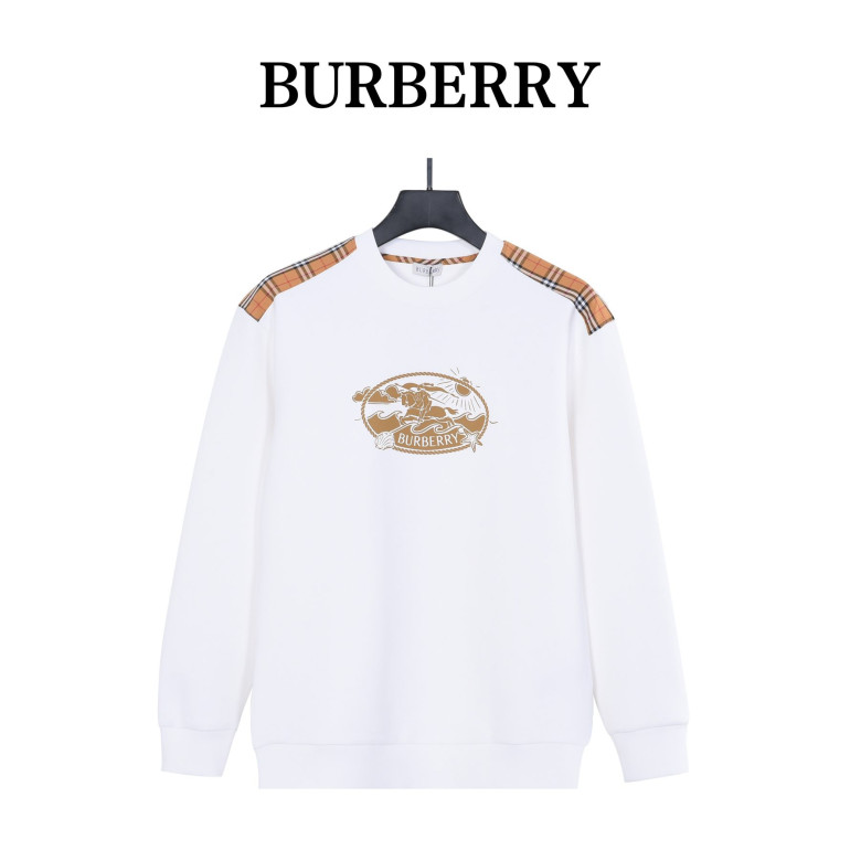 Burb*rry 26SS Vintage Logo Check Panel Crewneck Sweatshirt Burb*rry 26SS Vintage Logo Check Panel Crewneck Sweatshirt