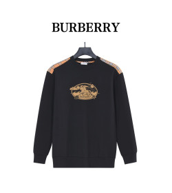 Burb*rry 26SS Vintage Logo Check Panel Crewneck Sweatshirt