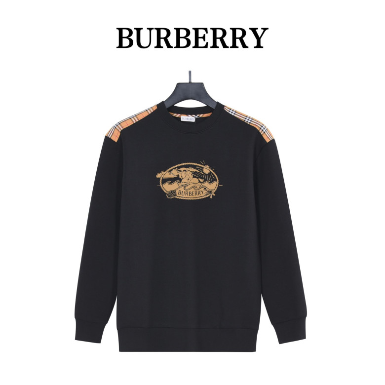 Burb*rry 26SS Vintage Logo Check Panel Crewneck Sweatshirt Burb*rry 26SS Vintage Logo Check Panel Crewneck Sweatshirt