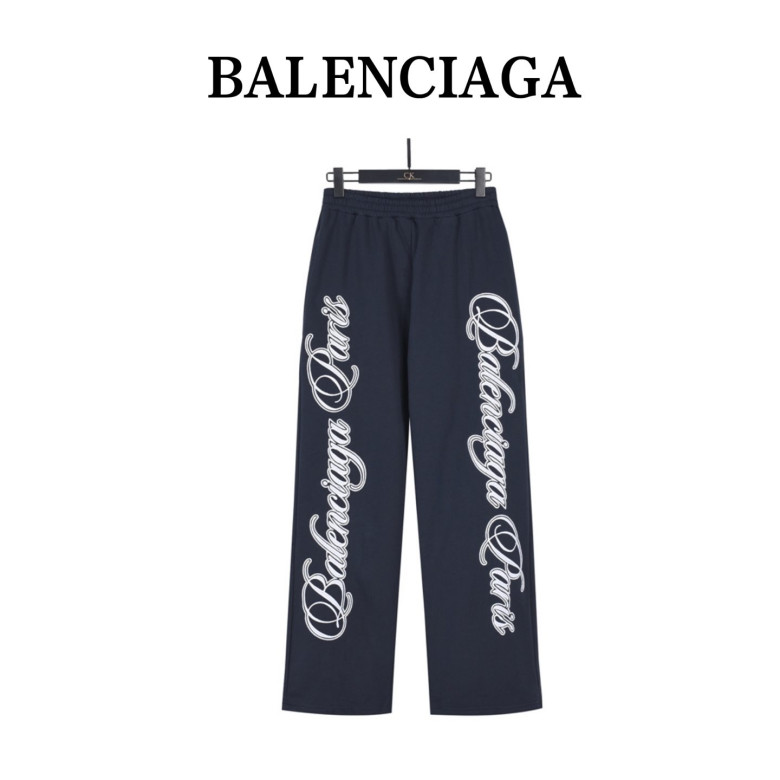 Balenci*ga Cursive Side Logo Embroidered Trousers Balenci*ga Cursive Side Logo Embroidered Trousers