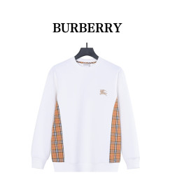 Burb*rry 26SS Equestrian Knight Embroidered Check Hem Crewneck Sweatshirt