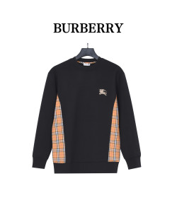 Burb*rry 26SS Equestrian Knight Embroidered Check Hem Crewneck Sweatshirt