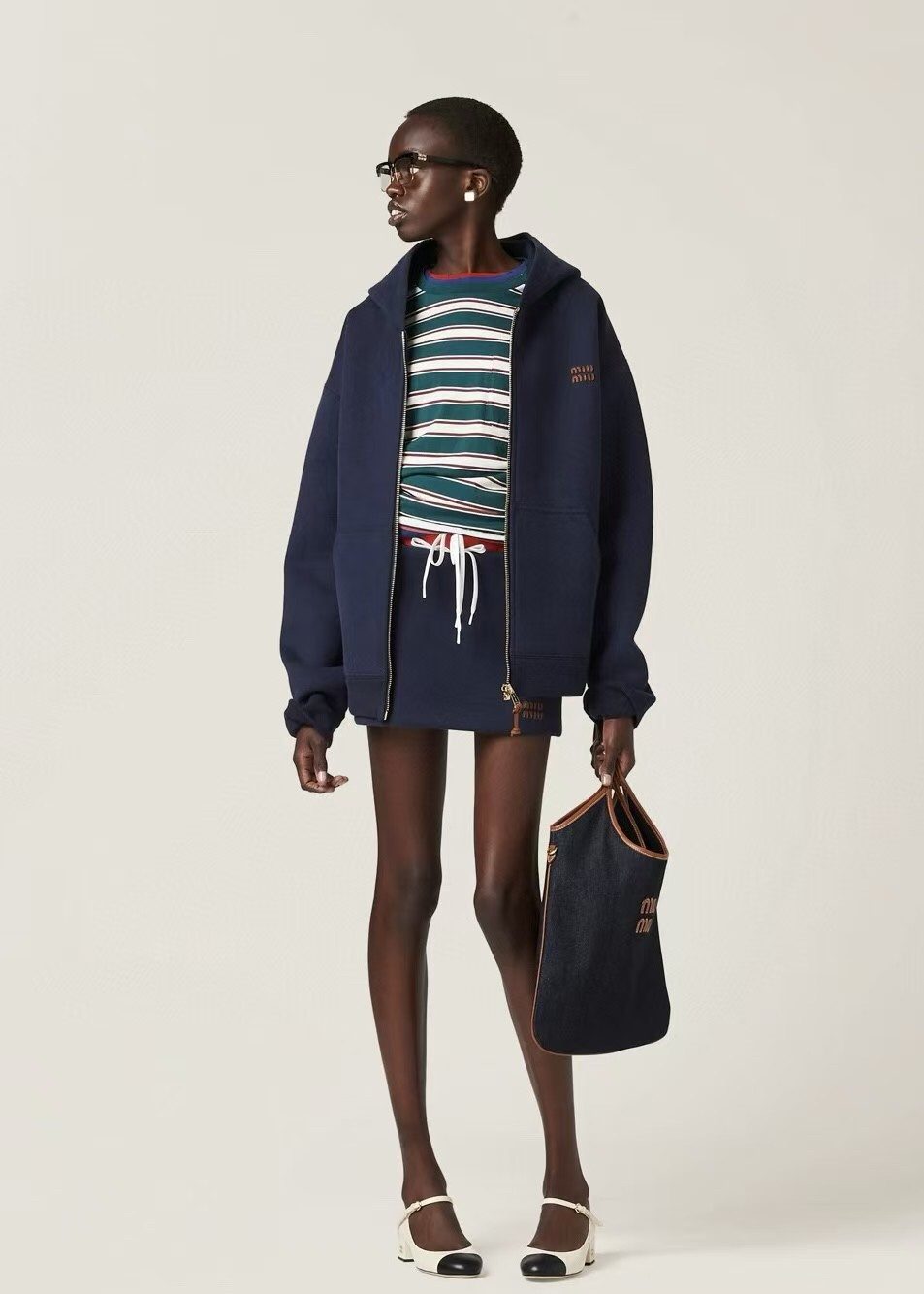 Miu Miu 24SS Heavyweight Plain Knit Hooded Jacket