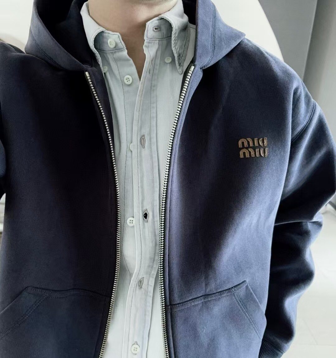 Miu Miu 24SS Heavyweight Plain Knit Hooded Jacket