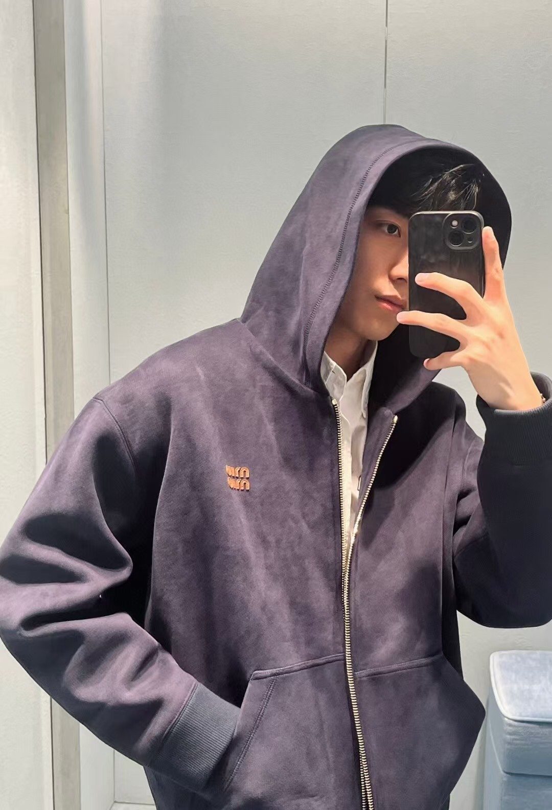 Miu Miu 24SS Heavyweight Plain Knit Hooded Jacket