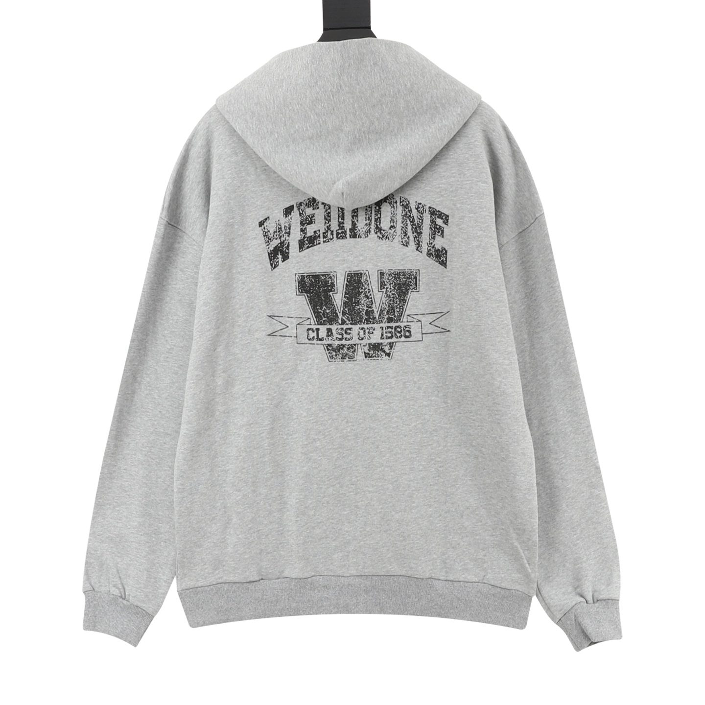 WE11DONE 26SS Distressed W Logo Print Hooded Sweatshirt Jacket