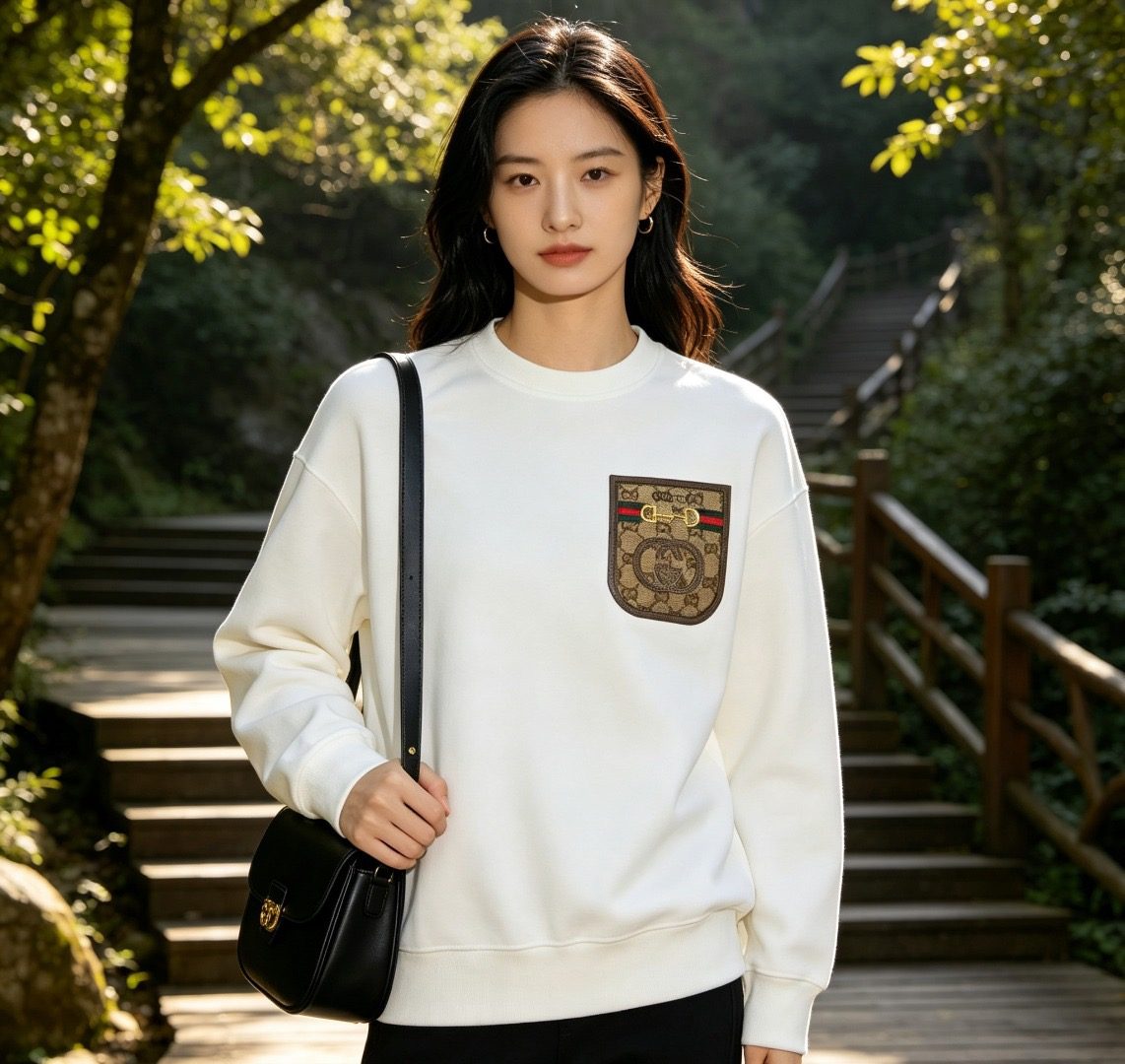 Gucci Monogram Pocket Appliqué Crewneck Sweatshirt