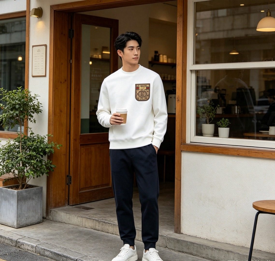 Gucci Monogram Pocket Appliqué Crewneck Sweatshirt