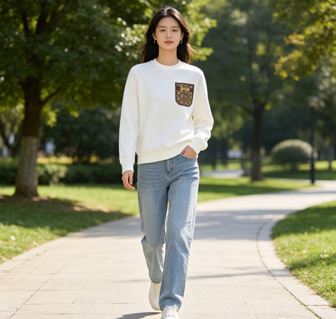 Gucci Monogram Pocket Appliqué Crewneck Sweatshirt