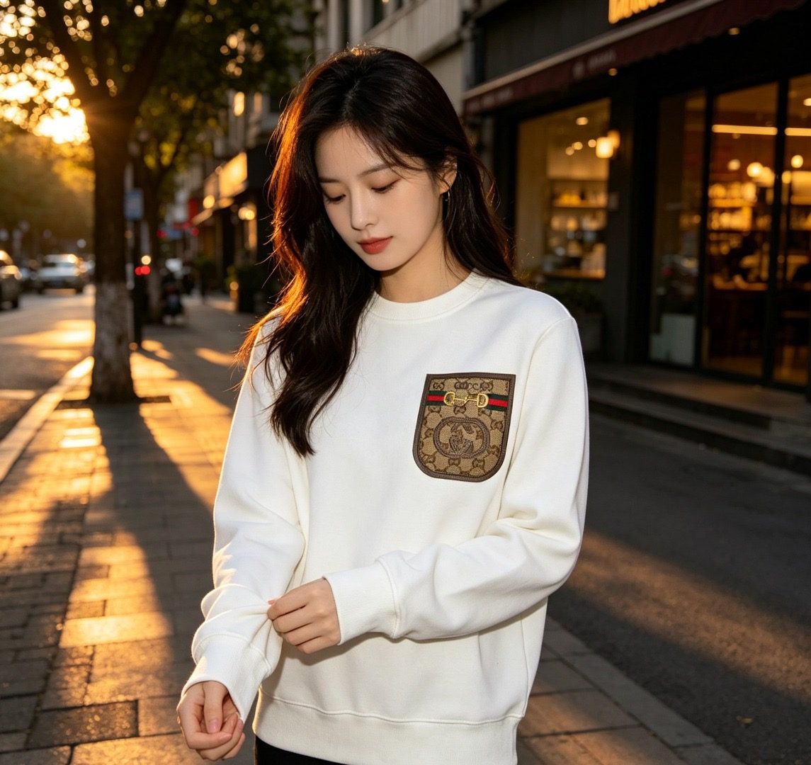 Gucci Monogram Pocket Appliqué Crewneck Sweatshirt