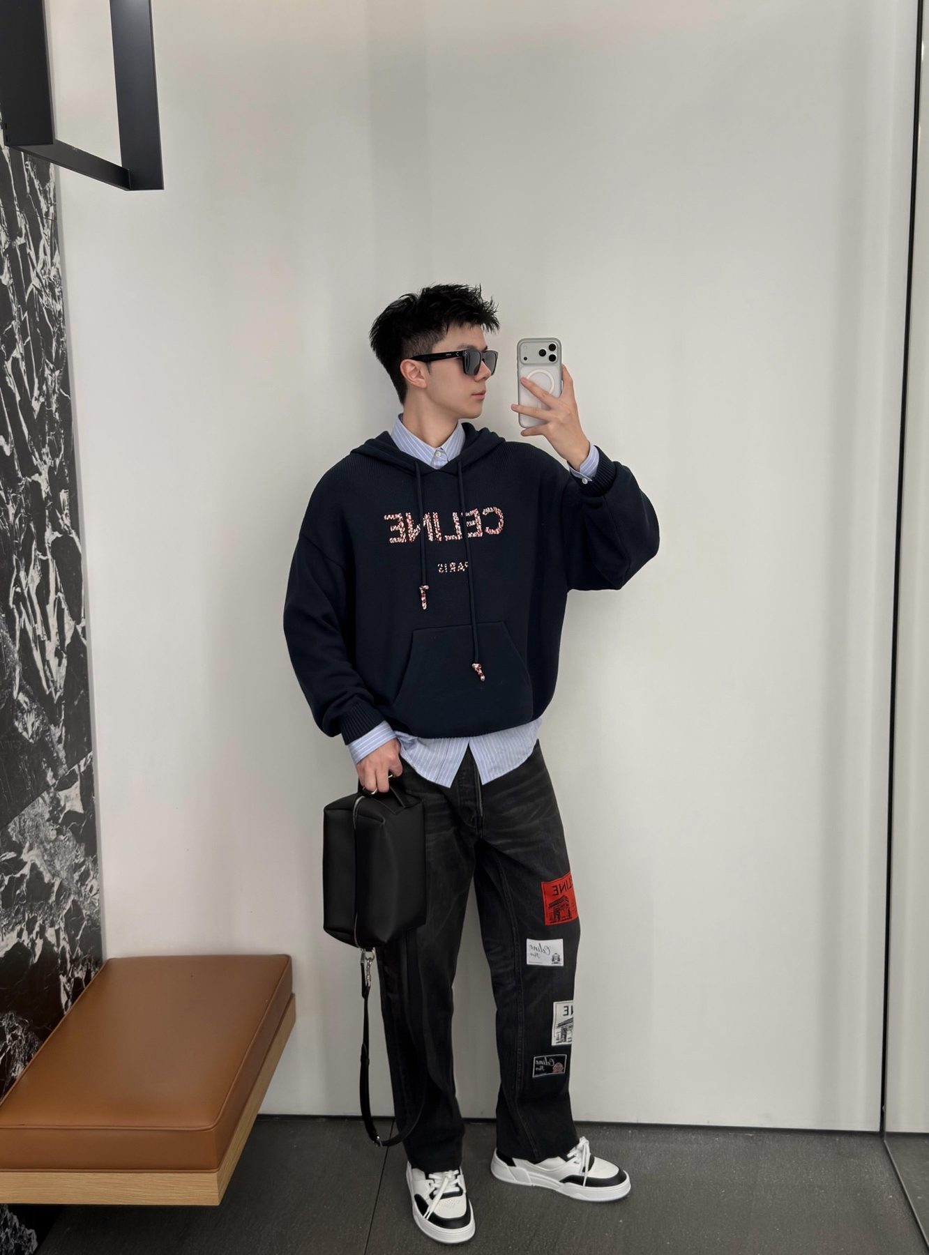 Celine Appliqué Straight Leg Jeans