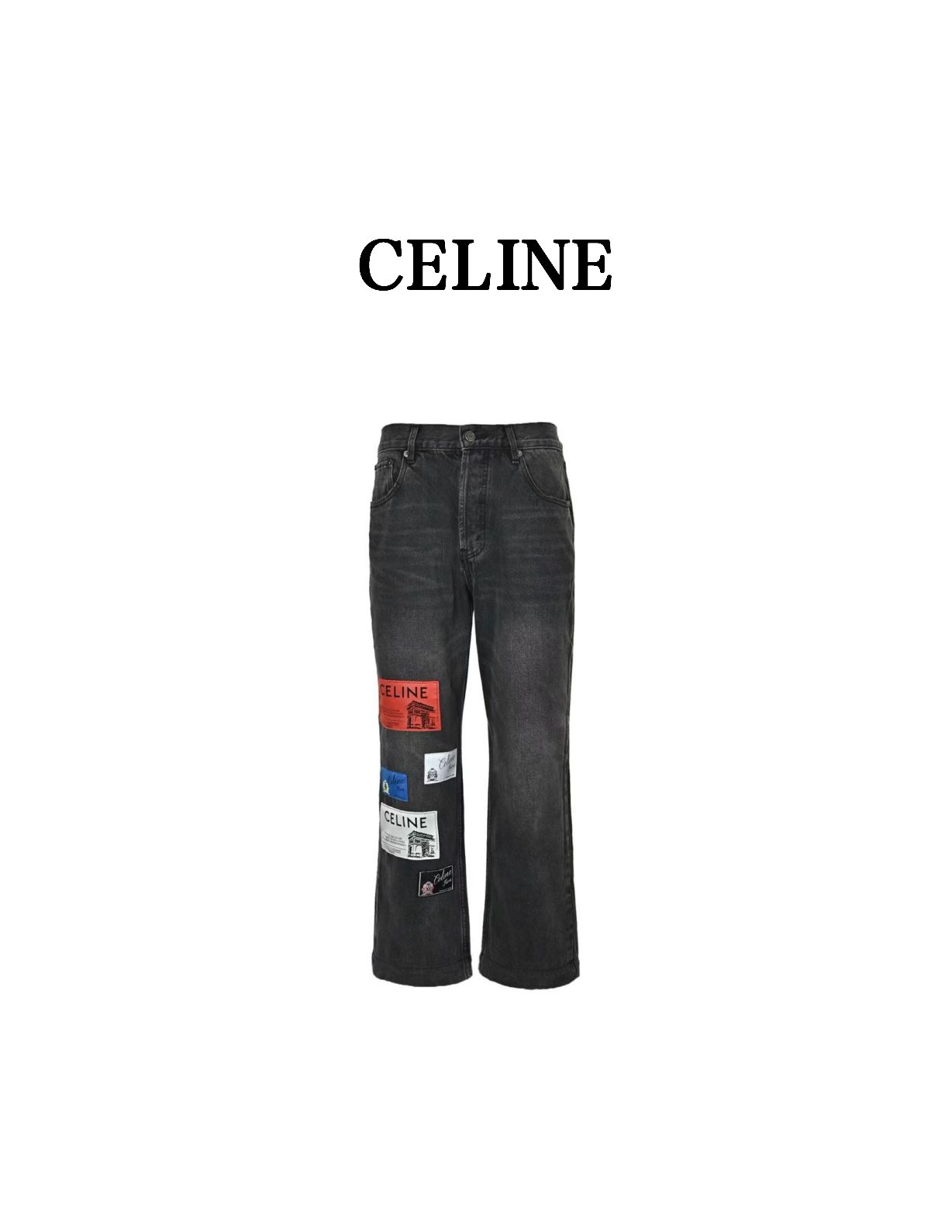 Celine Appliqué Straight Leg Jeans