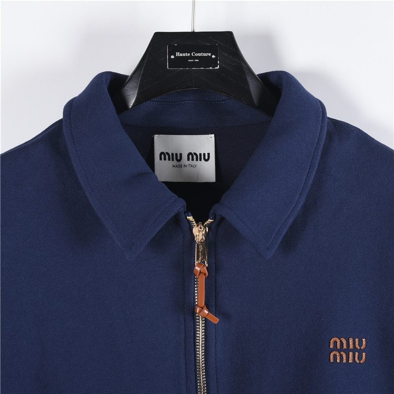 Miu Miu 24SS Heavyweight Plain Knit Collared Jacket