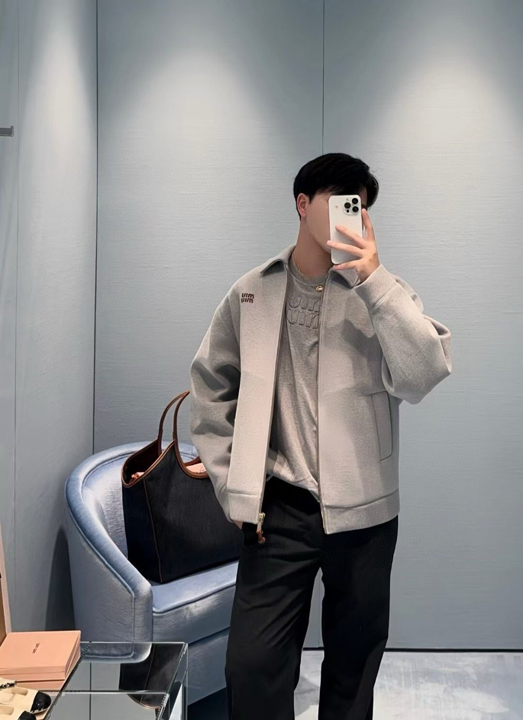 Miu Miu 24SS Heavyweight Plain Knit Collared Jacket