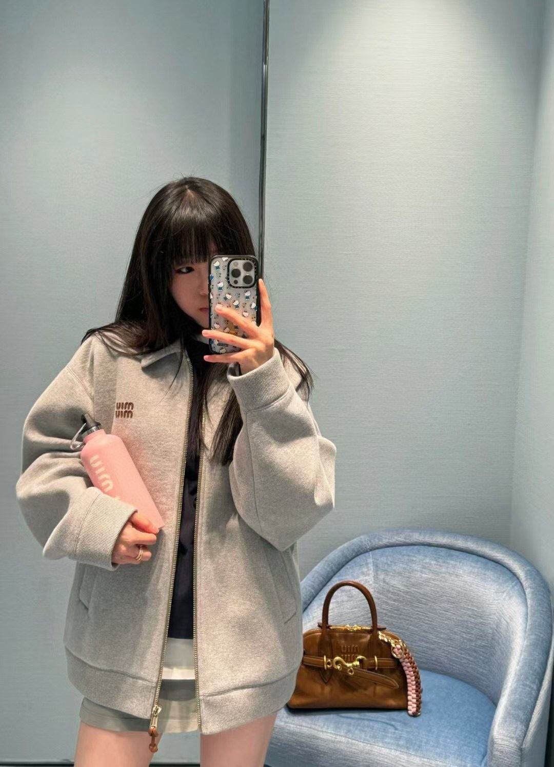 Miu Miu 24SS Heavyweight Plain Knit Collared Jacket