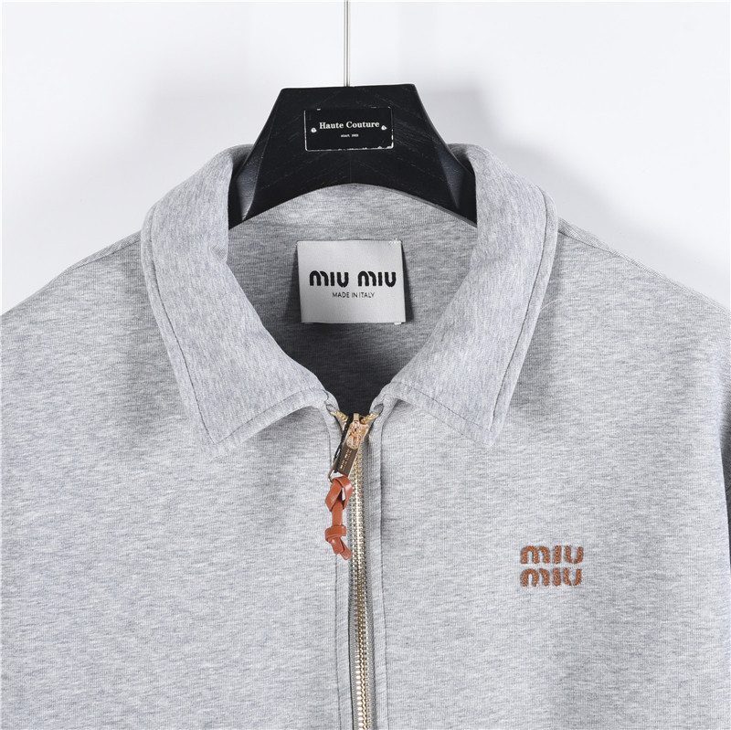 Miu Miu 24SS Heavyweight Plain Knit Collared Jacket