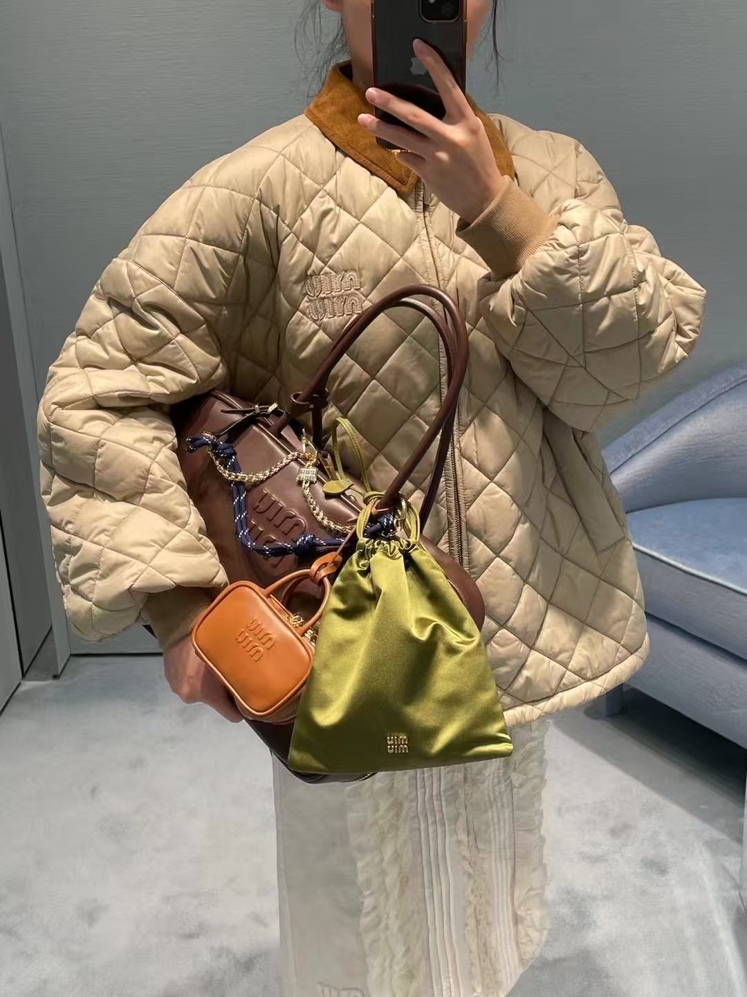 Miu Miu 24FW Diamond Quilted Puffer Jacket