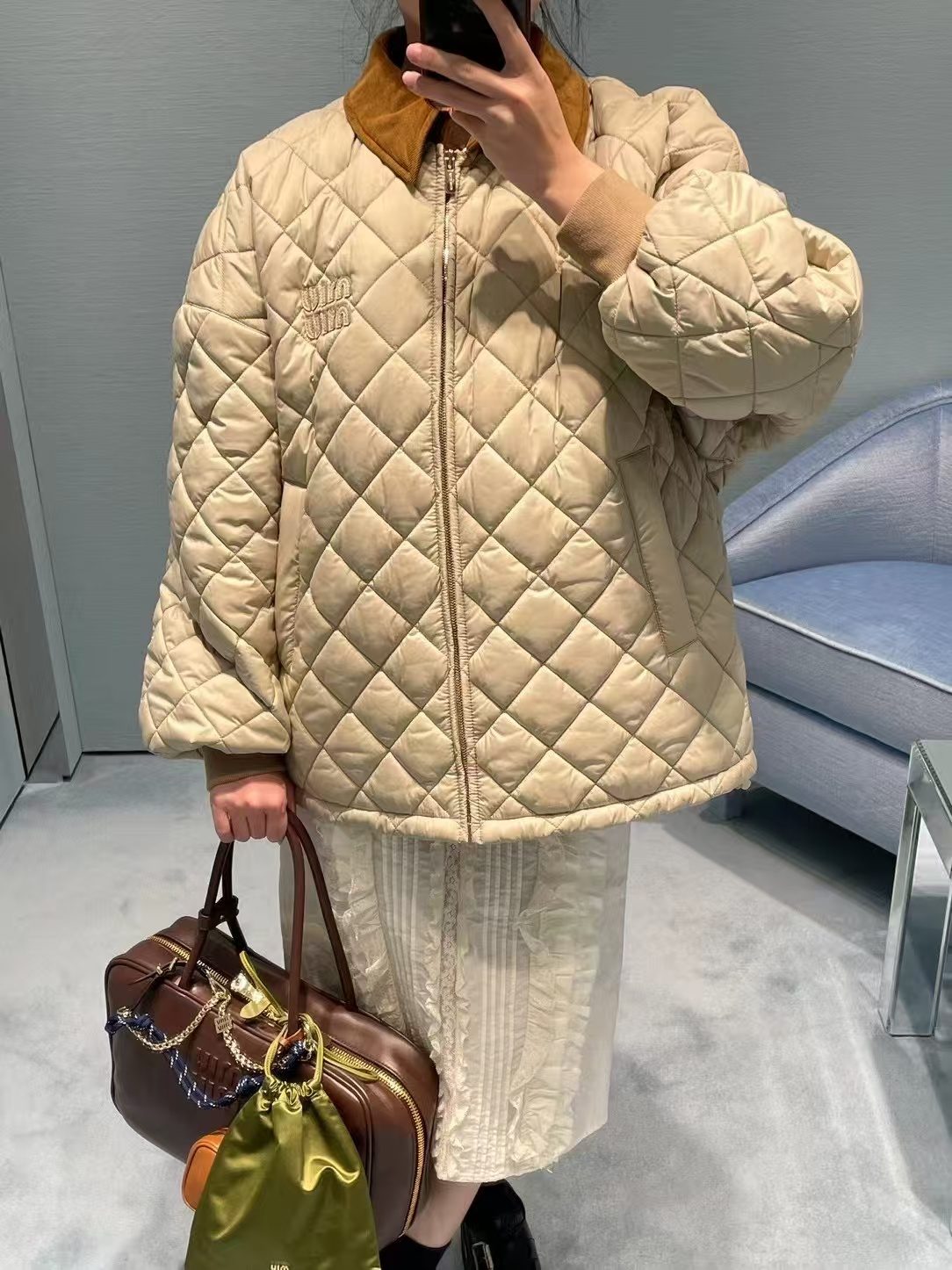 Miu Miu 24FW Diamond Quilted Puffer Jacket