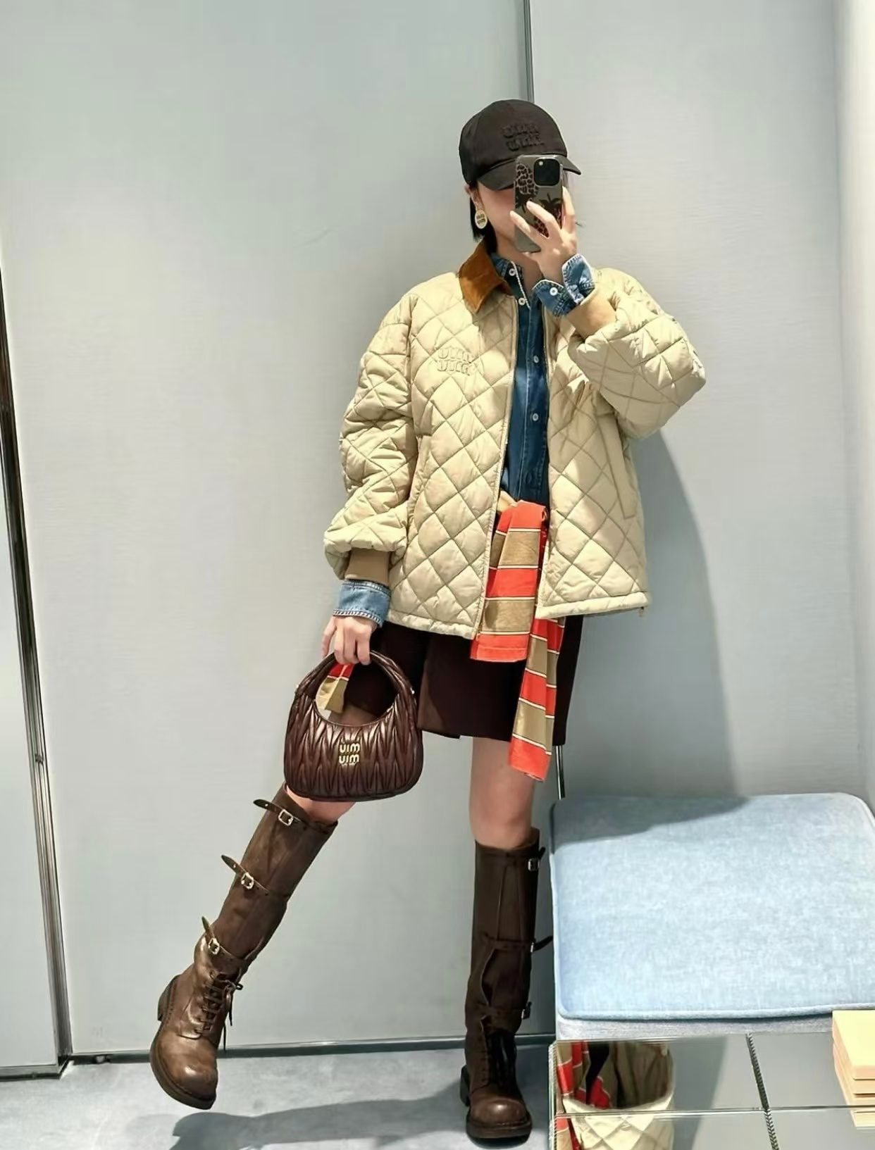 Miu Miu 24FW Diamond Quilted Puffer Jacket