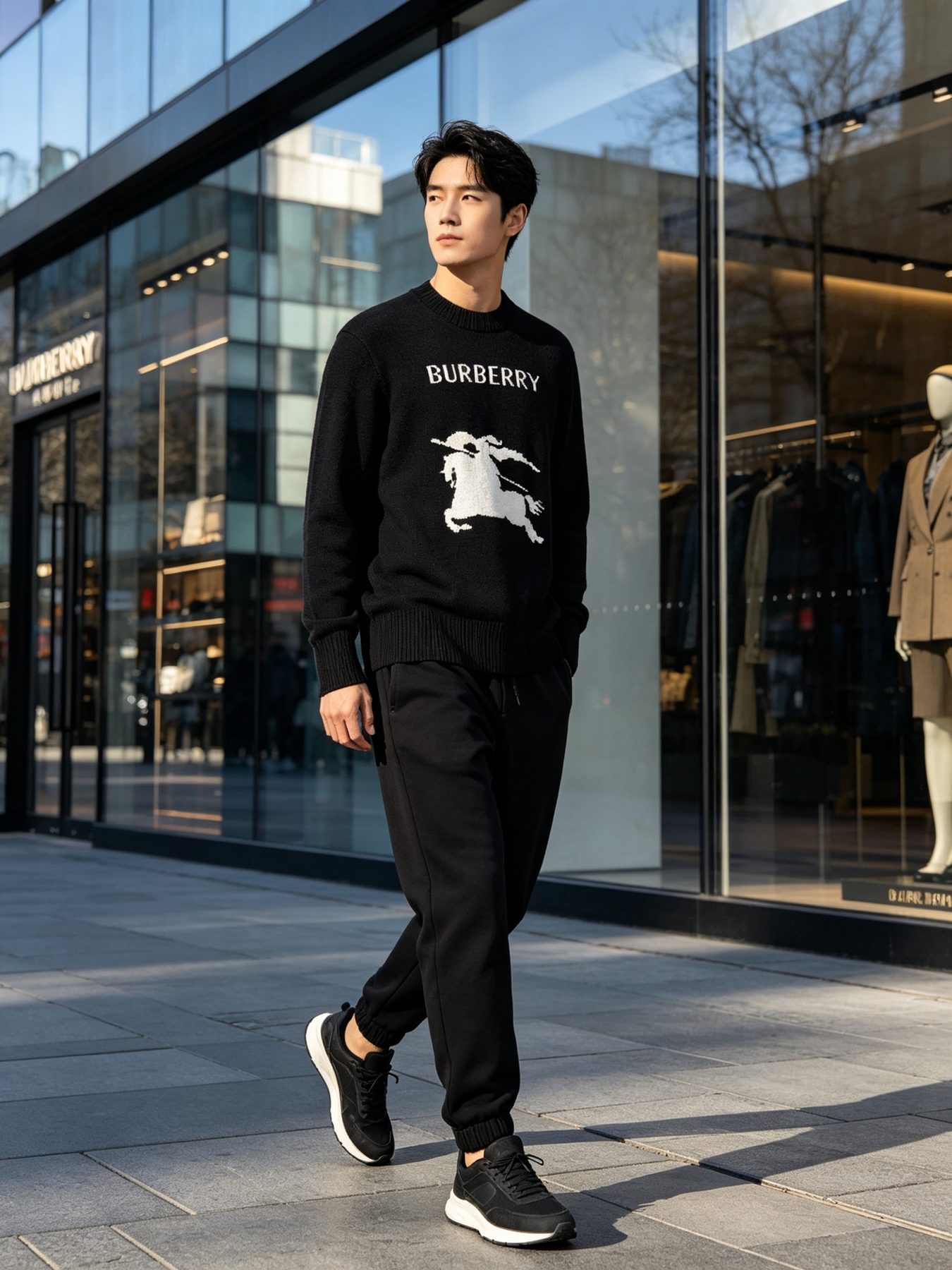Burberry Equestrian Knight Logo Cashmere Blend Crewneck Sweater