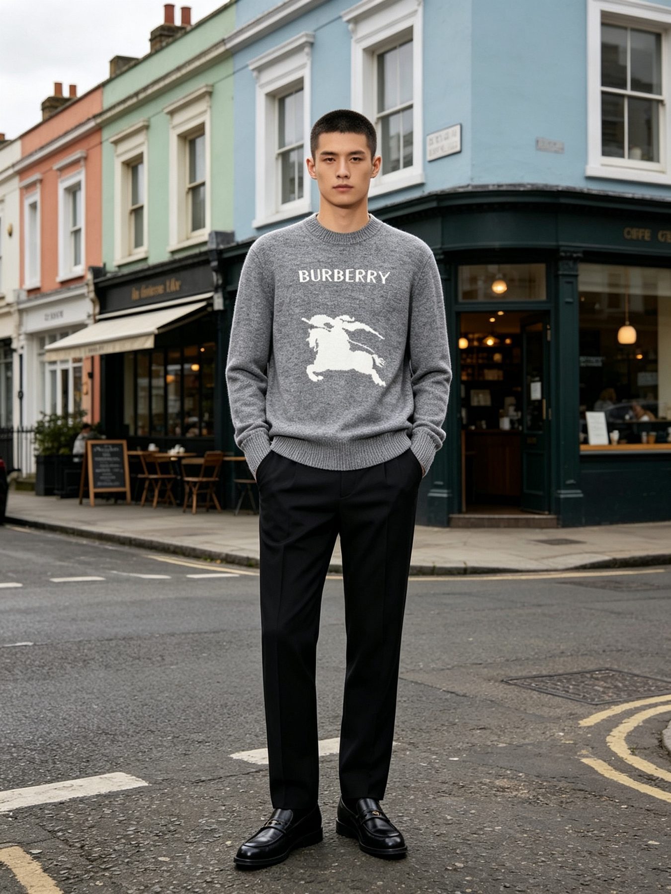 Burberry Equestrian Knight Logo Cashmere Blend Crewneck Sweater