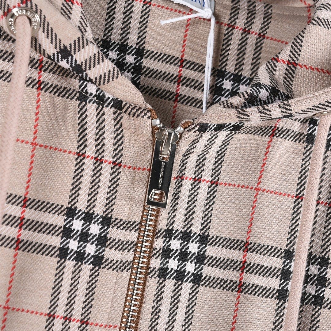 Burberry 25FW Check Zip Drawstring Hooded Jacket