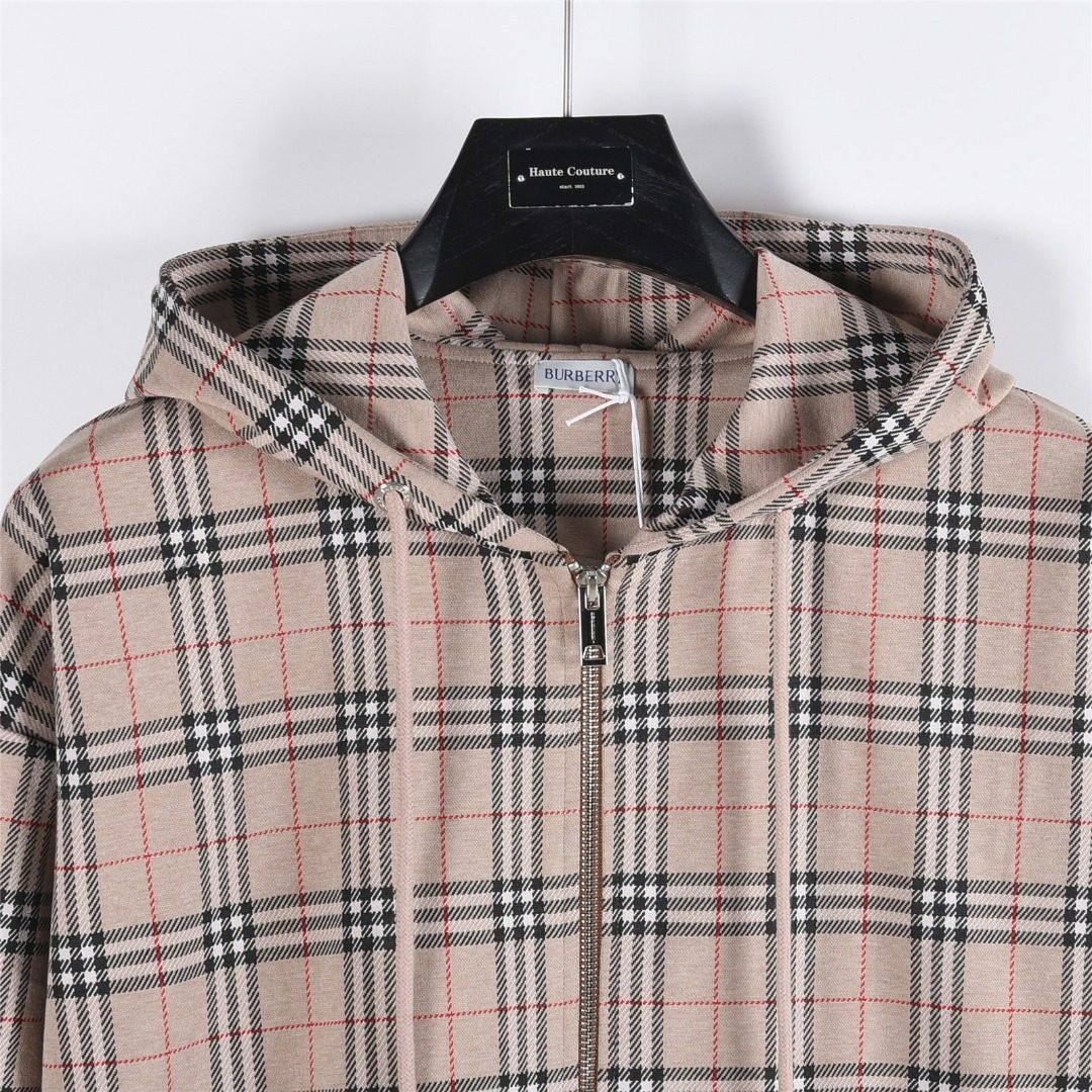 Burberry 25FW Check Zip Drawstring Hooded Jacket