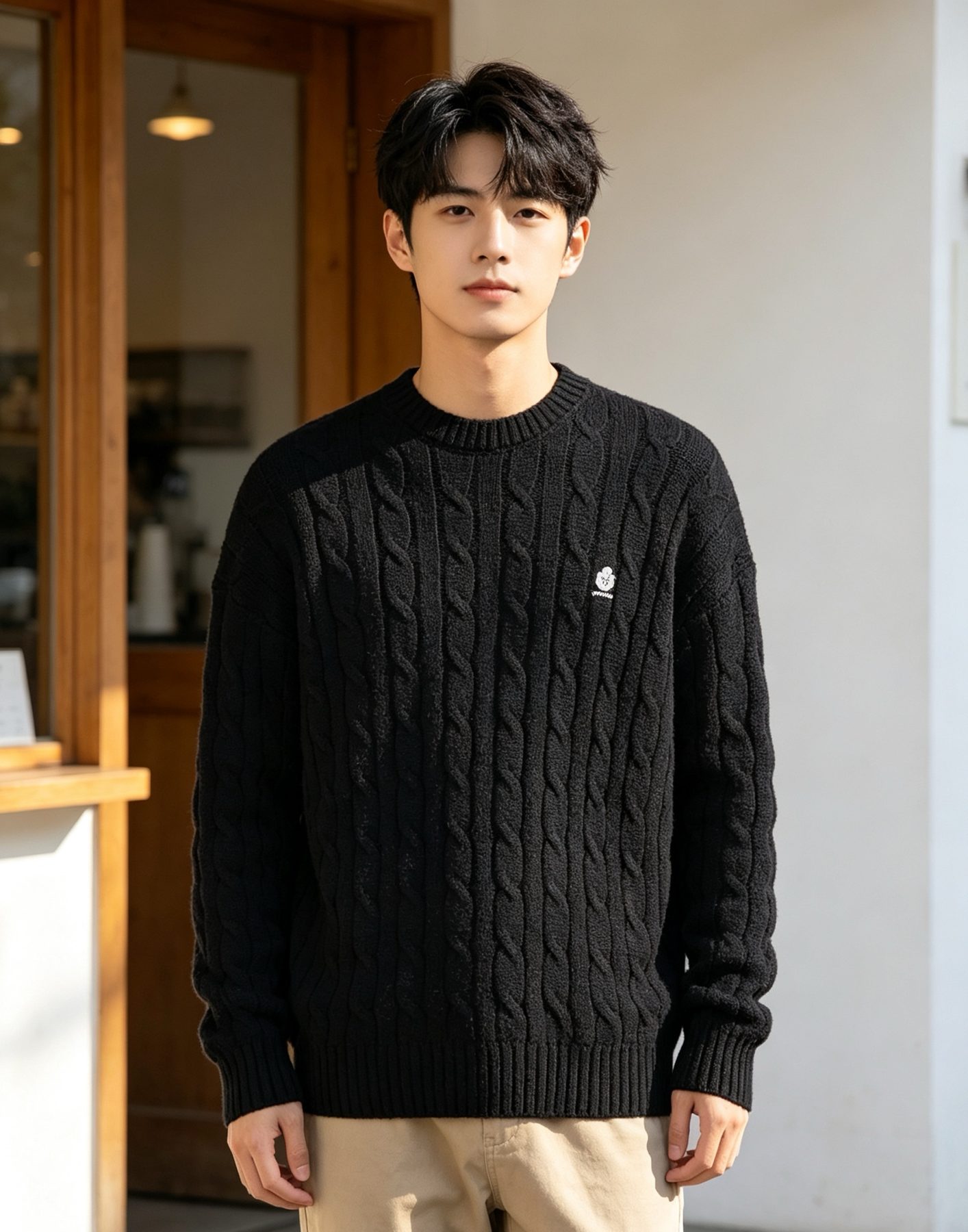 Prada Resort Logo Cable Knit Crewneck Sweater