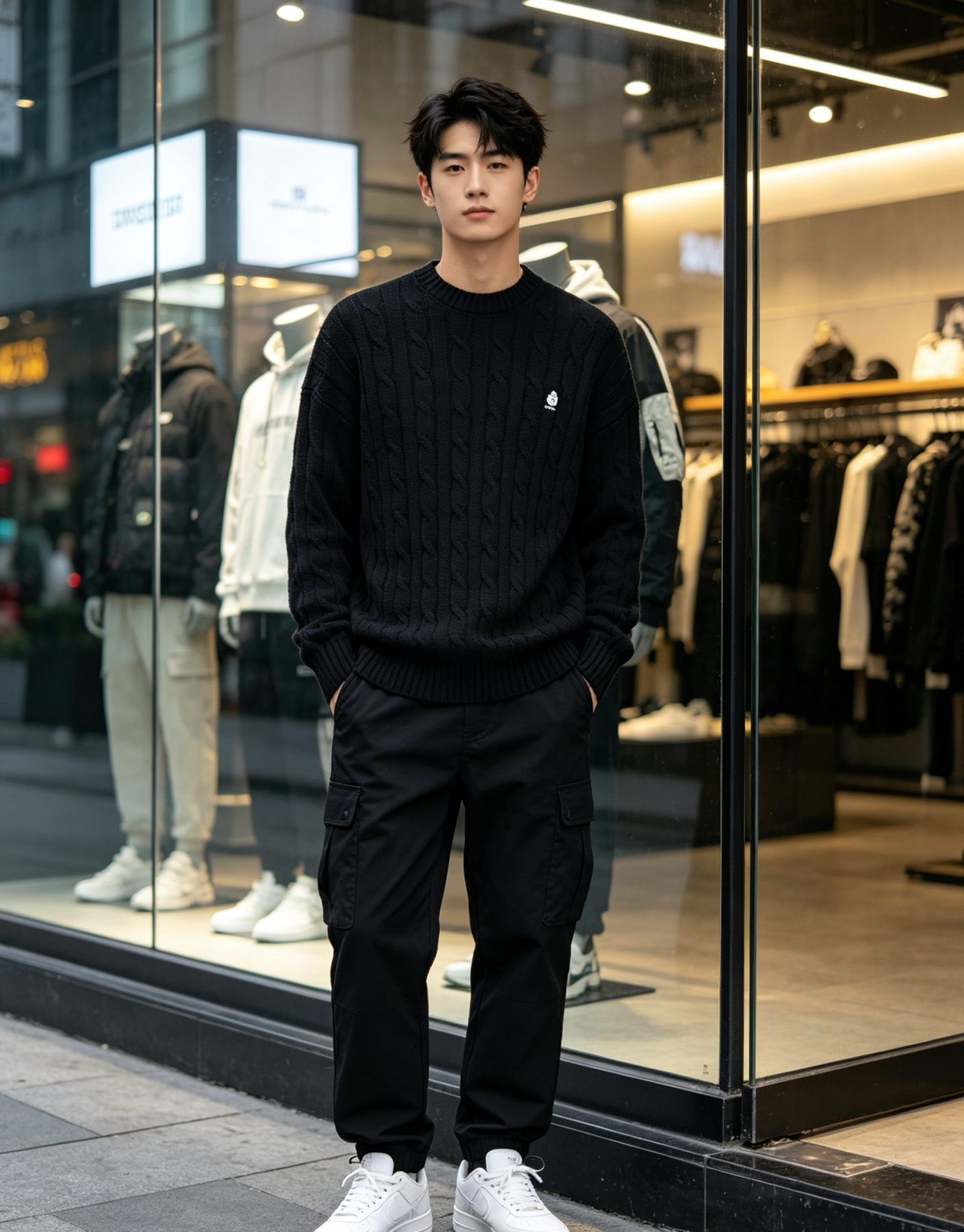 Prada Resort Logo Cable Knit Crewneck Sweater