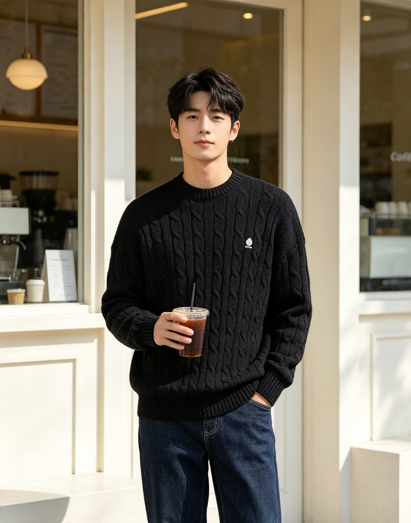 Prada Resort Logo Cable Knit Crewneck Sweater
