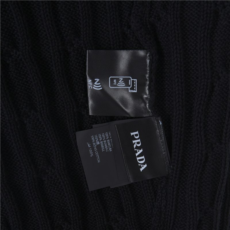 Prada Resort Logo Cable Knit Crewneck Sweater