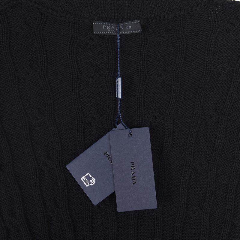 Prada Resort Logo Cable Knit Crewneck Sweater