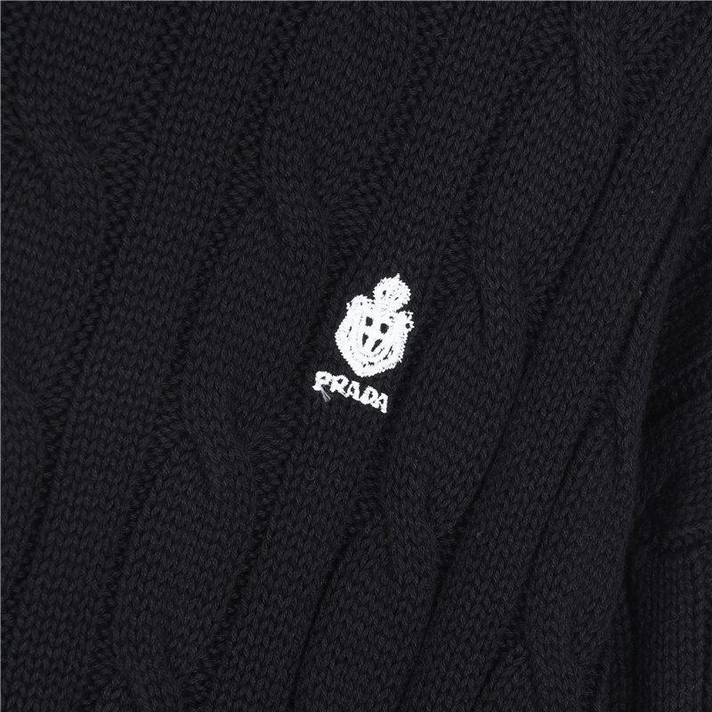 Prada Resort Logo Cable Knit Crewneck Sweater