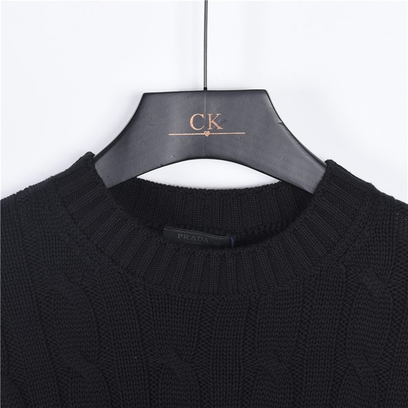 Prada Resort Logo Cable Knit Crewneck Sweater