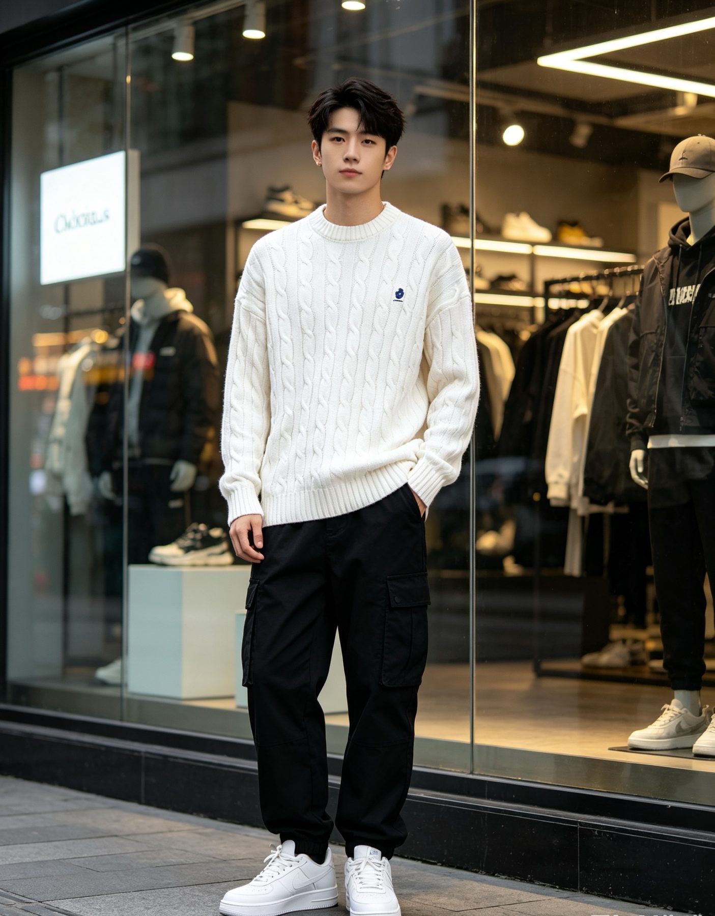 Prada Resort Logo Cable Knit Crewneck Sweater