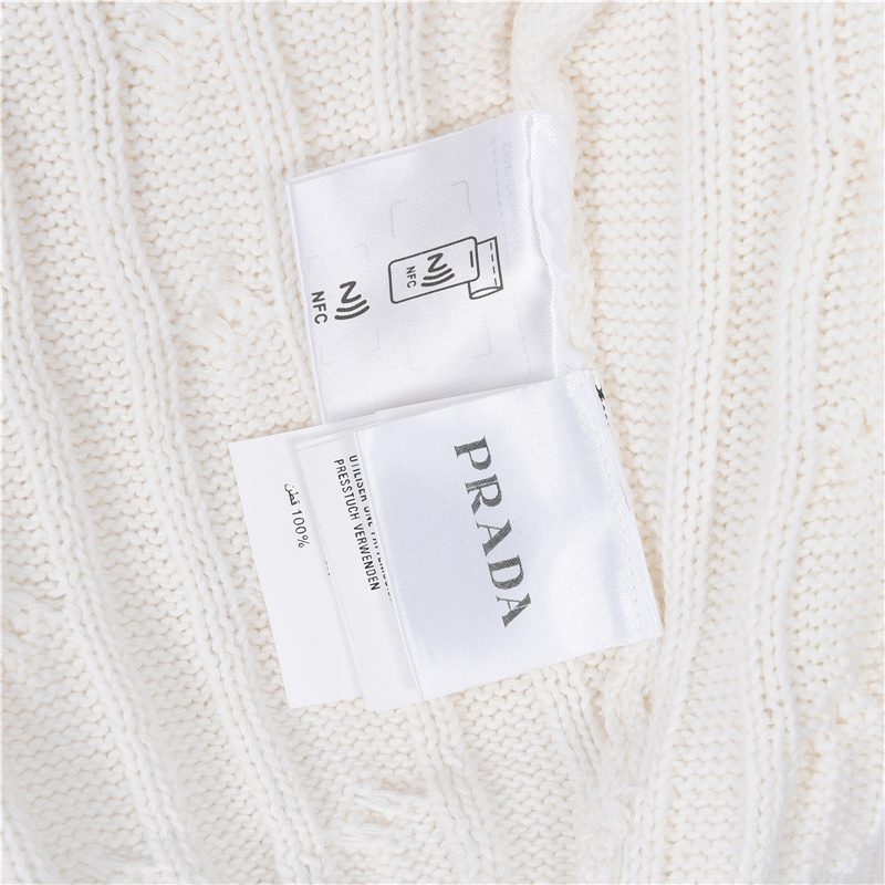 Prada Resort Logo Cable Knit Crewneck Sweater