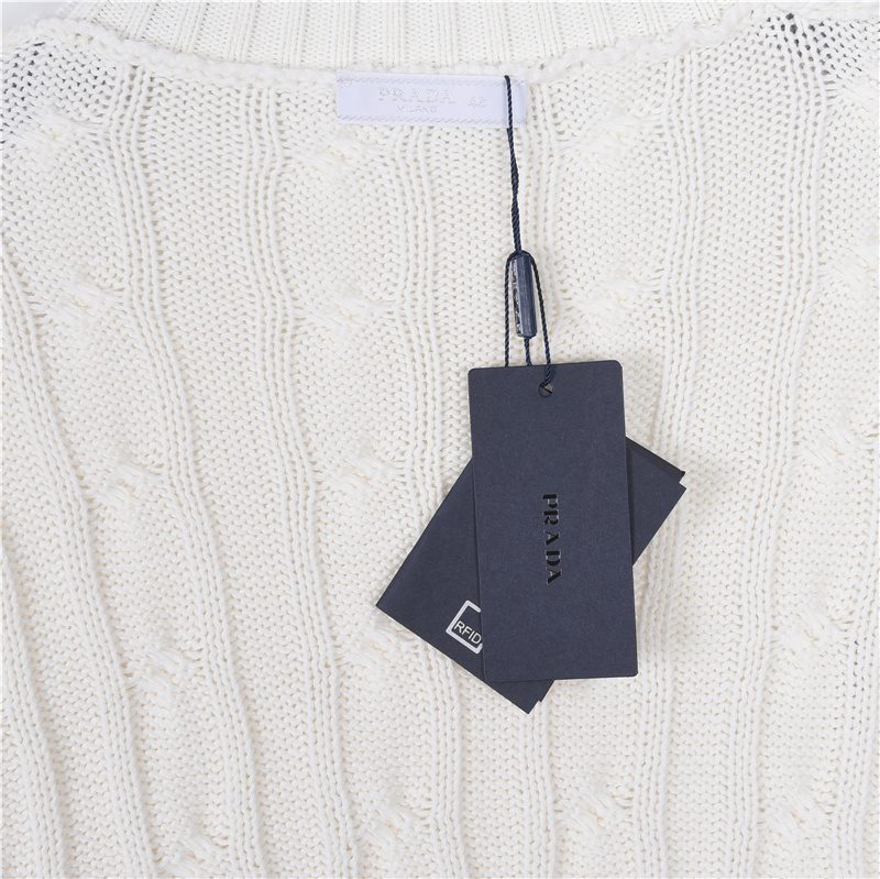 Prada Resort Logo Cable Knit Crewneck Sweater