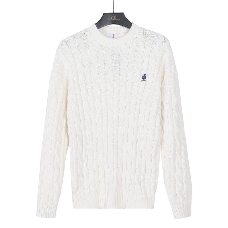 Prada Resort Logo Cable Knit Crewneck Sweater