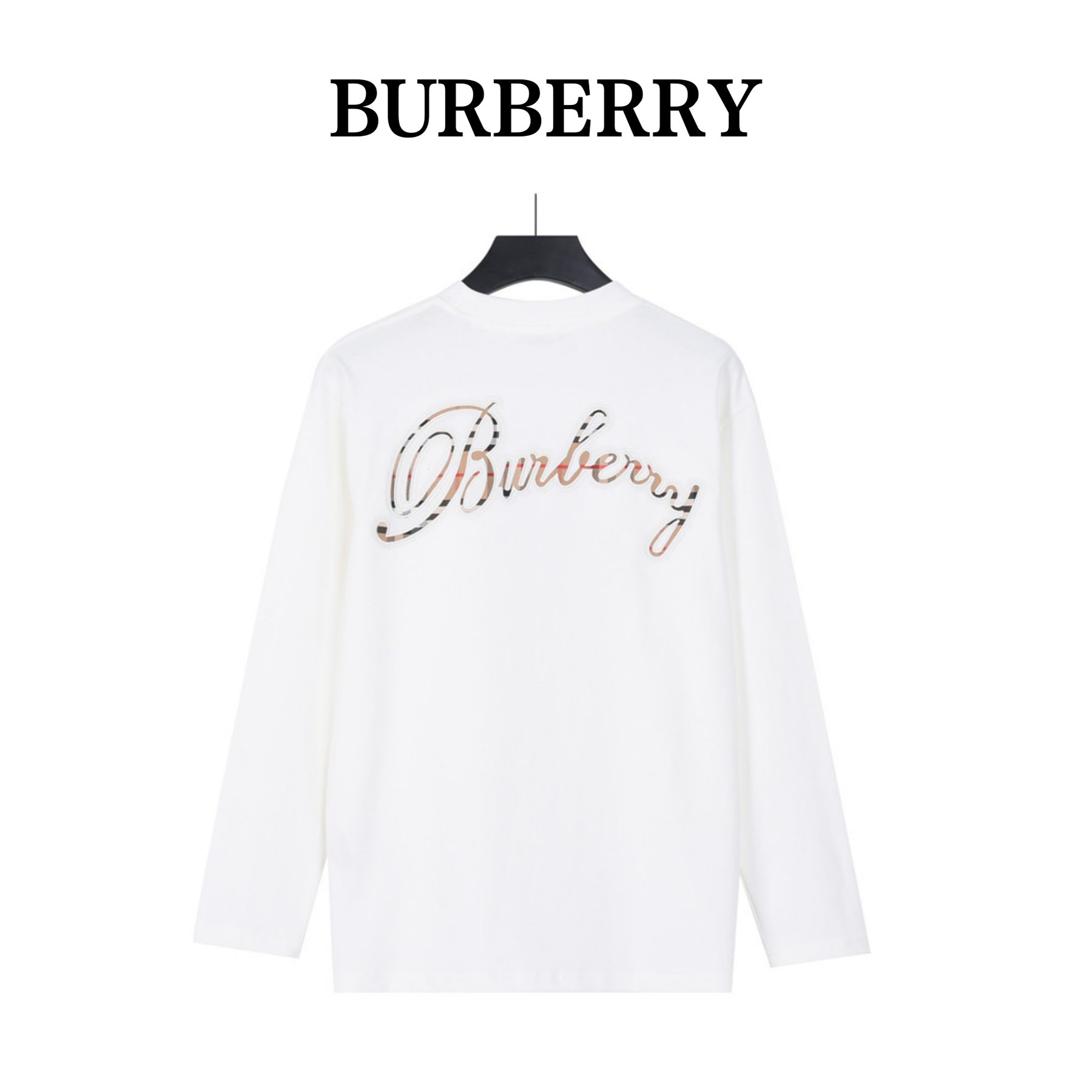 Burberry Embroidered Chest Check Patch Long Sleeve Top