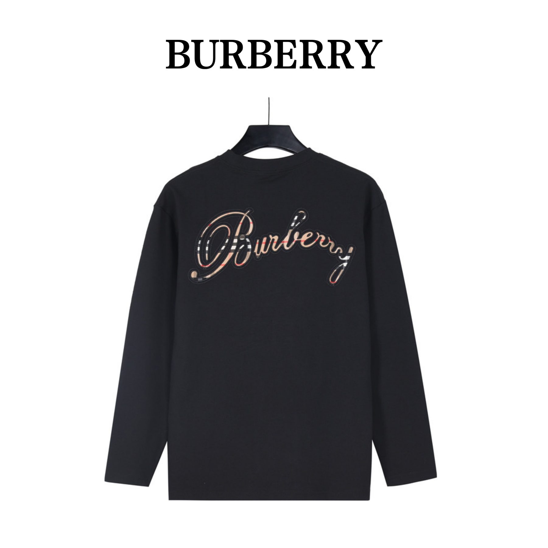 Burberry Embroidered Chest Check Patch Long Sleeve Top