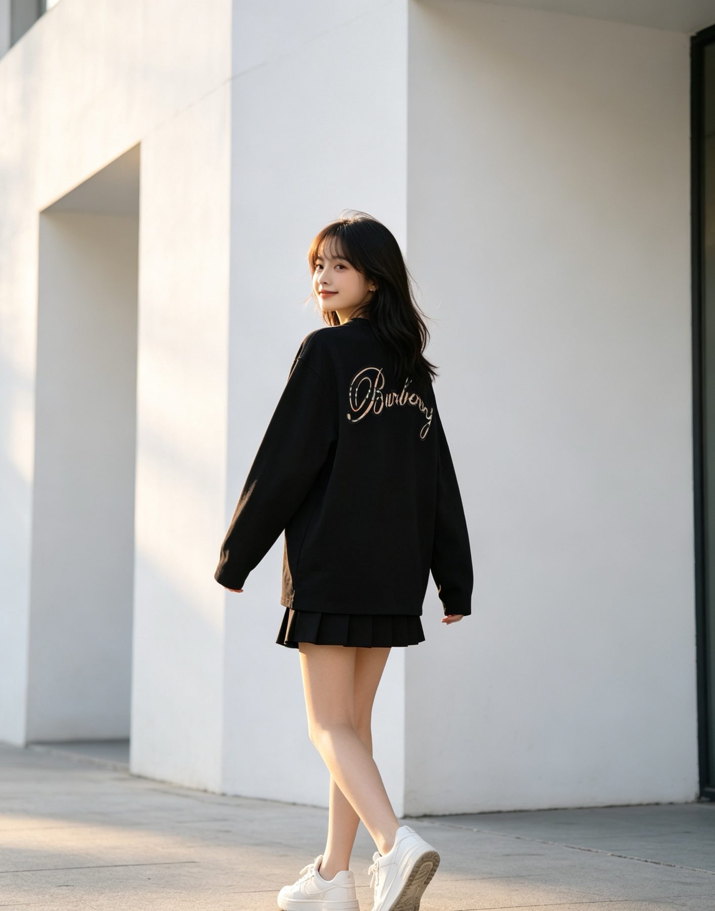 Burberry Embroidered Chest Check Patch Long Sleeve Top