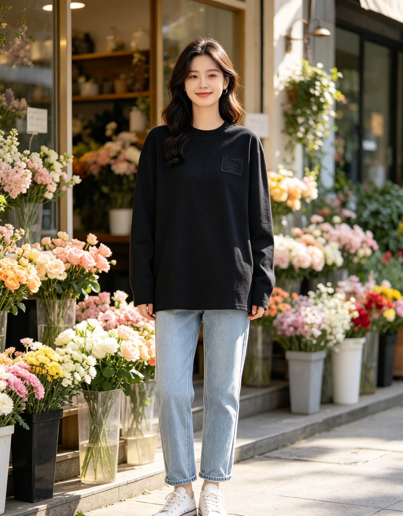 Gucci 26SS Embroidered Logo Plaque Long Sleeve Top