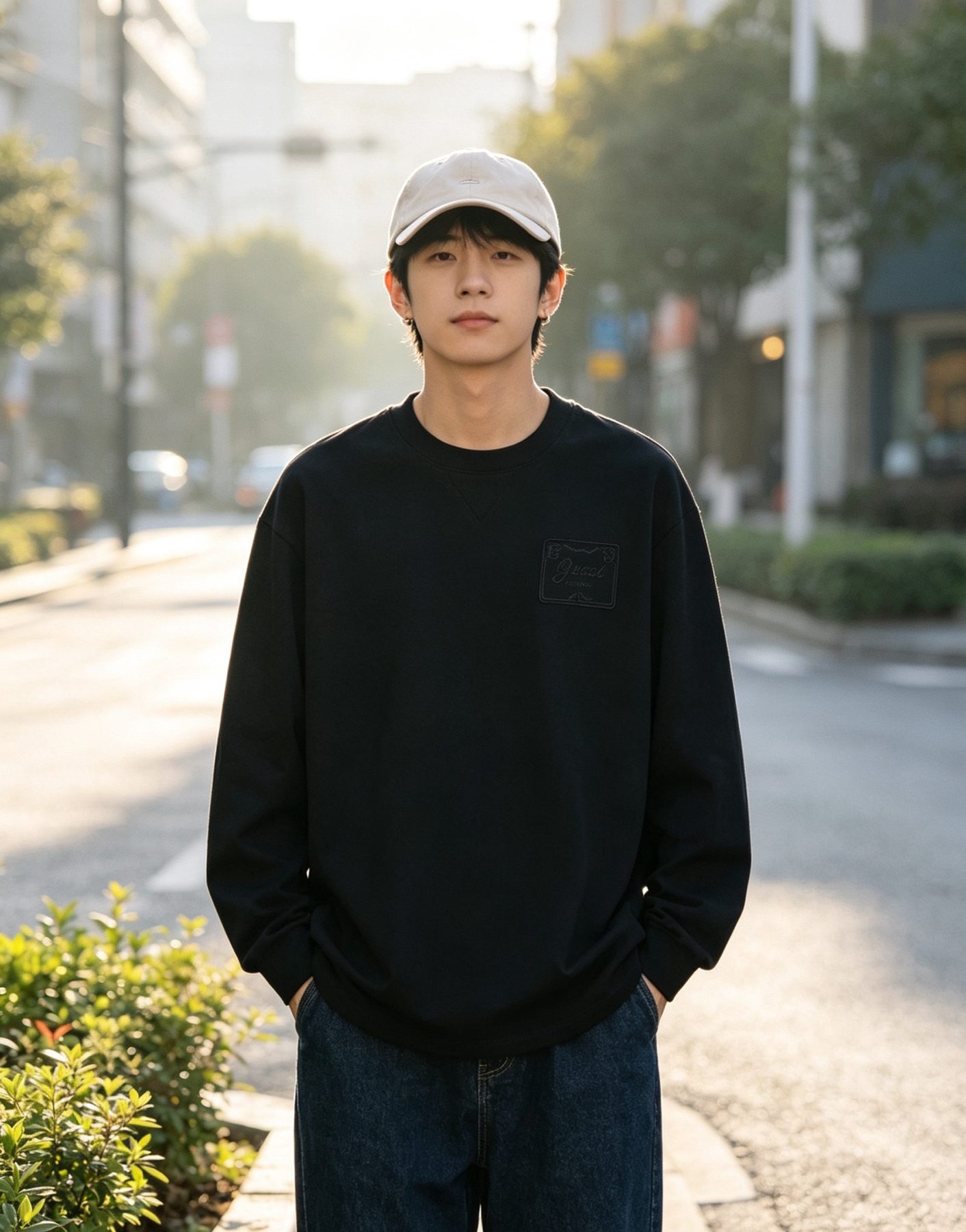 Gucci 26SS Embroidered Logo Plaque Long Sleeve Top