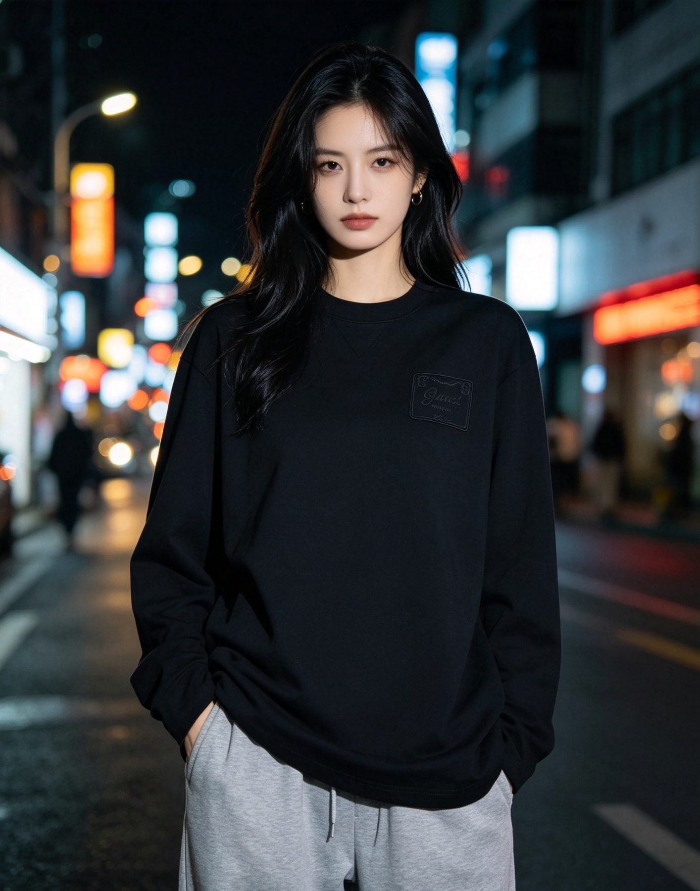 Gucci 26SS Embroidered Logo Plaque Long Sleeve Top