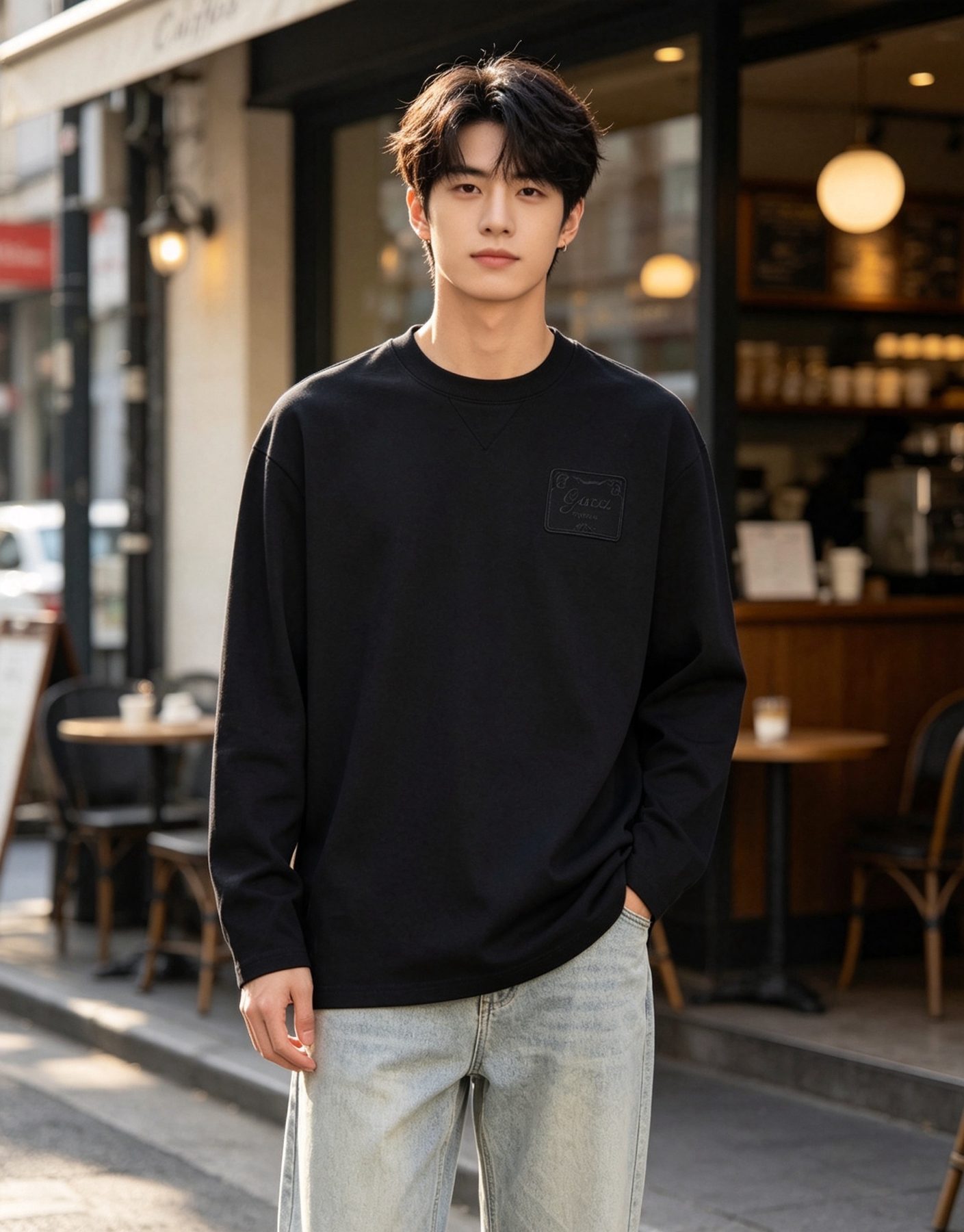 Gucci 26SS Embroidered Logo Plaque Long Sleeve Top