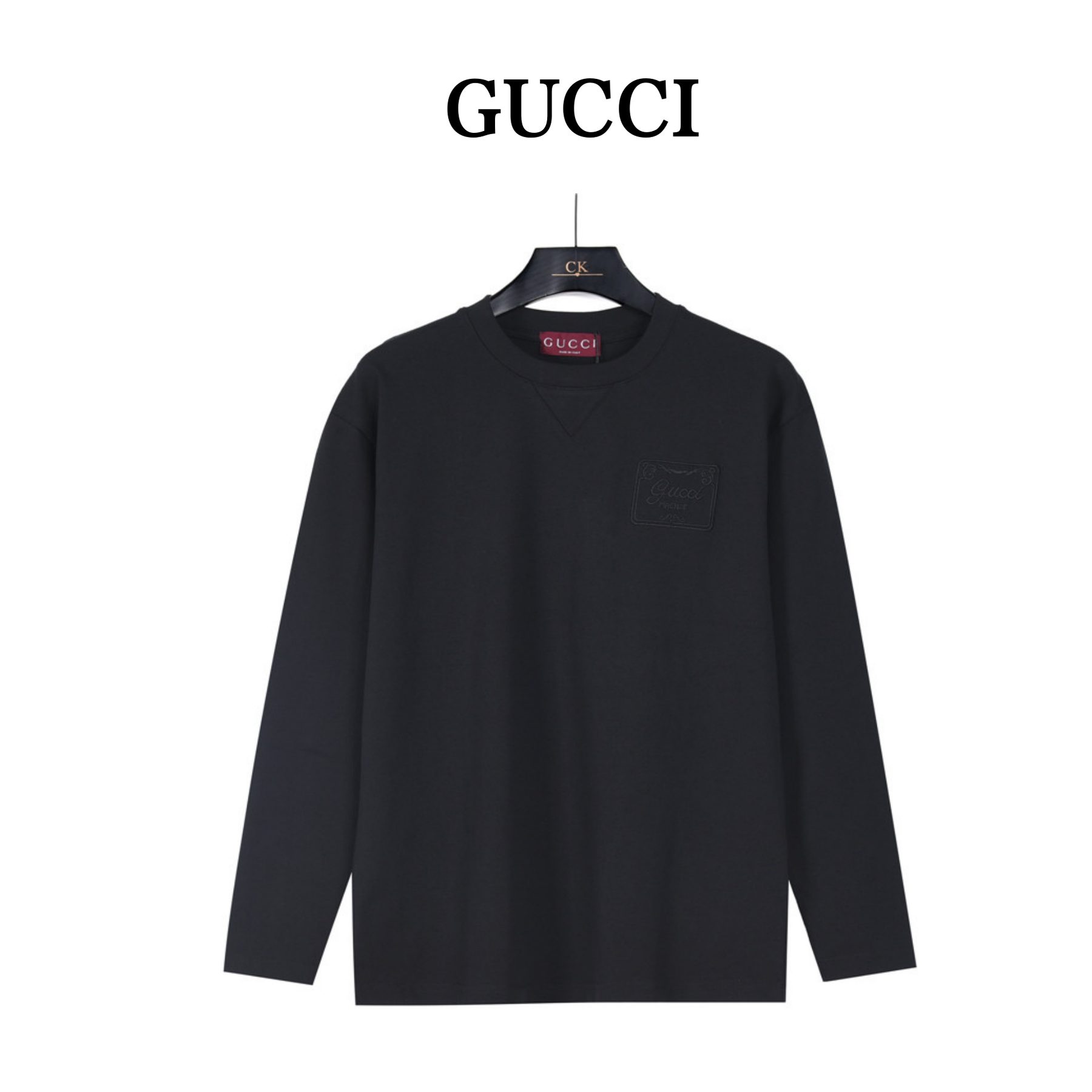 Gucci 26SS Embroidered Logo Plaque Long Sleeve Top